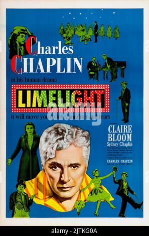 Poster di film d'epoca per la limitata uscita cinematografica americana del film Limelight di Charlie Chaplin del 1952 Foto Stock