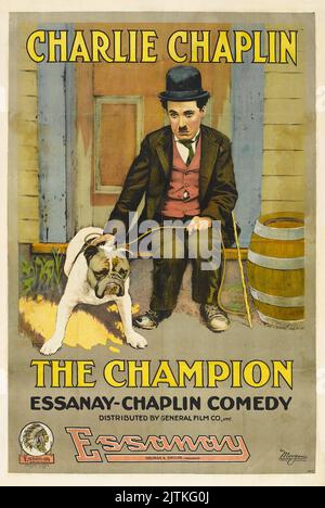 Charlie Chaplin, poster del film d'epoca - il campione (Essanay, 1915) Foto Stock