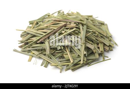 Cumulo di erba di limongrass essiccata isolato su bianco Foto Stock