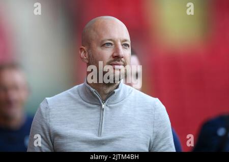 Ben Garner manager di Charlton Athletic durante la partita del Trofeo EFL tra Charlton Athletic e Gillingham a The Valley, Londra, mercoledì 31st agosto 2022. (Credit: Tom West | MI News) Credit: MI News & Sport /Alamy Live News Foto Stock