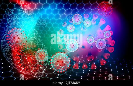 Un colorato sfondo della tecnologia di protezione Coronavirus Foto Stock