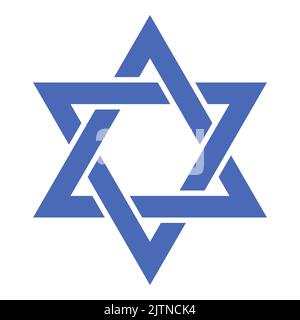 La Stella di Davide è un antico simbolo ebraico in forma di esagramma. Sigillo di Re Salomone. Simbolo dello Stato di Israele. Illustrazione Vettoriale