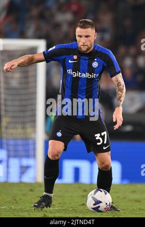 Foto Alfredo Falcone/LaPresse 26 Agosto 2022 - Roma, Italia - sport, calcio - Lazio vs Inter - Campionato italiano di calcio Serie A TIM 2022/2023 - Stadio Olimpico. Nella foto: Milano Skriniar del FC Internazionale Foto Alfredo Falcone/LaPresse 26 Agosto 2022 Roma, Italia - sport, calcio - Lazio vs Inter - Campionato Italiano Serie A Calcio 2022/2023 - Stadio Olimpico. Nella foto: Milano Skriniar del FC Internazionale Foto Stock