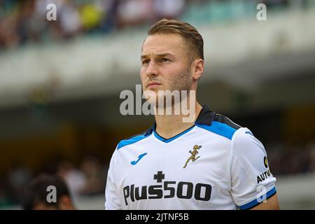 Foto StefanoNicoli/LaPresse 28 Agosto 2022 - Verona, Italia - sport, calcio - Hellas Verona vs Atalanta - Campionato italiano di calcio Serie A TIM 2022/2023 - Stadio Marcantonio Bentegodi. Nella foto: Teun Koopmeiners 28 agosto 2022 Verona, Italia - sport, calcio - Hellas Verona vs Atalanta - Campionato Italiano Serie A Calcio 2022/2023 - Stadio Marcantonio Bentegodi. Nella foto: Teun Koopmeiner Foto Stock