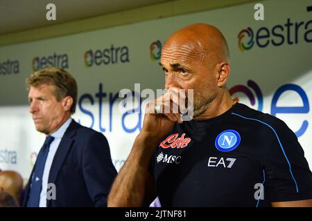 Foto massimo Paolone/LaPresse 28 Agosto 2022 - Firenze, Italia - sport, calcio - Fiorentina vs Napoli - Campionato italiano di calcio Serie A TIM 2022/2023 - Stadio Artemio Franchi. Nella foto: Luciano Spalletti (SSC Napoli) Osserva 28 Agosto 2022 Firenze, Italia - sport, calcio - Fiorentina vs Napoli - Campionato Italiano Serie A Calcio 2022/2023 - Stadio Artemio Franchi. Nella foto: Guarda Luciano Spalletti (SSC Napoli) Foto Stock