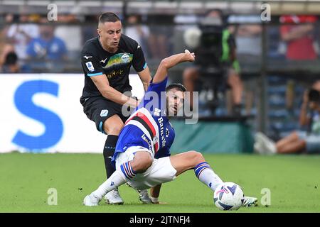 Foto Tano Pecoraro/LaPresse 31 Agosto 2022 - Genova, Italia Sport, Calcio Sampdoria vs Lazio - Campionato italiano di calcio Serie A TIM 2022/2023 - Stadio Luigi Ferraris nella foto: Foto di Leris Tano Pecoraro/LaPresse 31 agosto 2022 - Genova, Italia Sport, Calcio Sampdoria vs Lazio - Campionato Italiano Serie A 2022/2023 - Stadio Luigi Ferraris nella foto: Leris Foto Stock