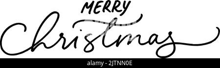 Allegro vettore di Natale linea scritta con swashes Illustrazione Vettoriale