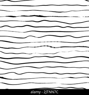 Linee orizzontali sottili ripetizione senza giunture disegnata a mano. Illustrazione Vettoriale