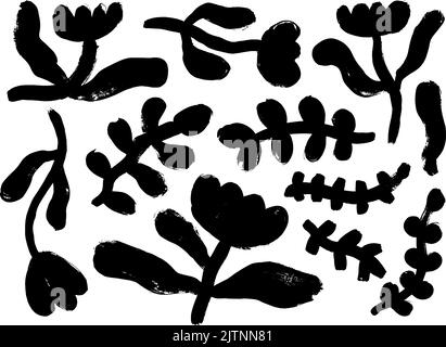 Inchiostro disegno di piante selvatiche, erbe o fiori. Illustrazione Vettoriale