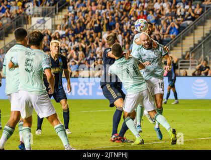 Chester, Pennsylvania, Stati Uniti. 31st ago, 2022. 31 agosto 2022, Chester PA- Philadelphia Union Players e Atlanta United Players in azione durante la partita al Subaru Park di Chester PA (Credit Image: © Ricky Fitchett/ZUMA Press Wire) Foto Stock