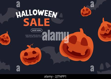 Sfondo banner vendita Halloween. Modello di illustrazione di Halloween per poster, volantino, vendita e tutto il design. Illustrazione Vettoriale