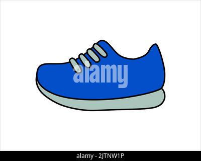 Scarpe da running blu su sfondo isolato. Sneakers sportivi. Illustrazione vettoriale. Illustrazione Vettoriale