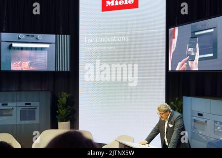 Berlino, Germania. 31st ago, 2022. Conferenza stampa Miele durante l'IFA 2022 Berlino. (Credit Image: © Beata Siewicz/Pacific Press via ZUMA Press Wire) Foto Stock