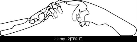 un dito umano e un dito del robot si toccano Illustrazione Vettoriale