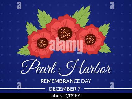 Happy Pearl Harbor Remembrance Day il 7 dicembre modello disegnato a mano Cartoon Flat Illustrazione per il National Memorial of Ceremony Illustrazione Vettoriale