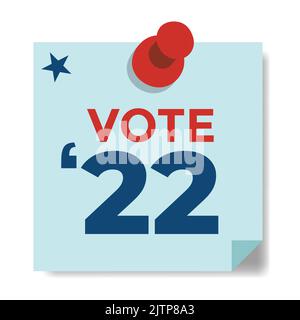 2022 Design delle elezioni di metà mandato con l'icona Red White Blue Vote Illustrazione Vettoriale