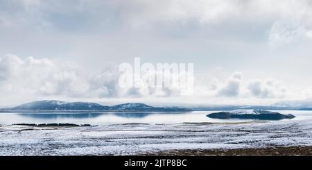 Lago Thingvallatavn nel Parco Nazionale di Thingvellir, Islanda. Foto Stock