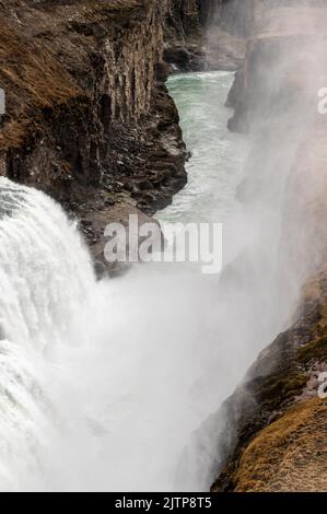 Gullfoss o Golden Falls nel sudovest dell'Islanda Foto Stock