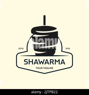 Shawarma logo per ristoranti e mercati. Modello logo Doner kebab. Illustrazione vettoriale EPS10. Illustrazione Vettoriale