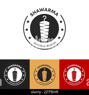 Shawarma logo per ristoranti e mercati. Modello logo Doner kebab. Illustrazione vettoriale EPS10. Illustrazione Vettoriale