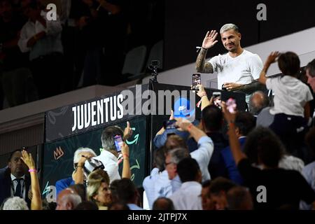 Torino, Italia. 31 agosto 2022. Leandro paredes della Juventus FC partecipa alla Serie A una partita di calcio tra Juventus FC e Spezia Calcio. Credit: Nicolò campo/Alamy Live News Foto Stock