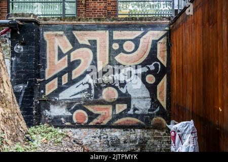 Collaborazione tra artisti di strada Banksy e Stylo. Rivington Street, Londra Foto Stock