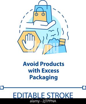 Evitare i prodotti con l'icona del concetto di imballaggio in eccesso Illustrazione Vettoriale