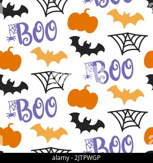 Halloween tessuto senza giunture vettoriale carino Illustrazione Vettoriale