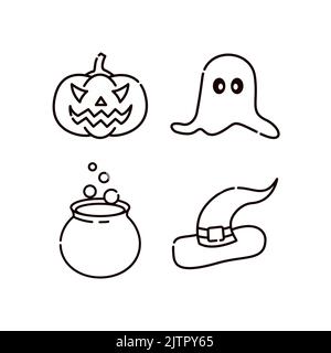 Una serie di illustrazioni a tema di Halloween Illustrazione Vettoriale