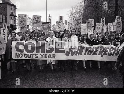 Protesta contro i tagli al Retford Hospital, Nottingham UK 1988 Foto Stock