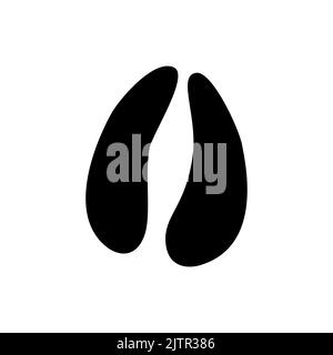 Alce alce orci orme icona isolato nero silhouette. Emblema di sport di caccia degli animali Vector Wildlife, traccia dopo aver camminato a terra nella neve o nel fango. Zoccoli di renna o alce, scalini per piede selvaggio Illustrazione Vettoriale