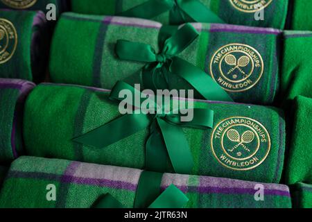 Coperte con marchio Wimbledon Foto Stock