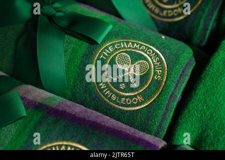 Coperte con marchio Wimbledon Foto Stock