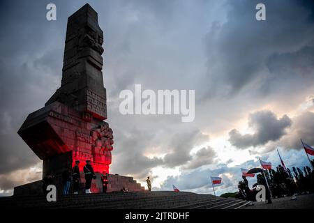 Danzica, Polonia. 01st Set, 2022. Monumento ai difensori di Westerplatte visto durante il 83rd ° anniversario dello scoppio della seconda guerra mondiale a Westerplatte. Credit: SOPA Images Limited/Alamy Live News Foto Stock