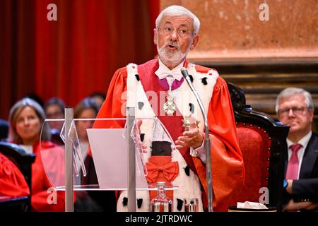 Il primo procuratore generale Andre Henkes ha pronunciato un discorso all'apertura del nuovo anno giudiziario della Corte di cassazione (alta Corte - Hof Van Cassatie - Cour de Cassation), a Bruxelles, giovedì 01 settembre 2022. FOTO DI BELGA LAURIE DIEFFEMBACQ Foto Stock