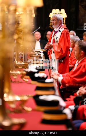 Il primo procuratore generale Andre Henkes ha pronunciato un discorso all'apertura del nuovo anno giudiziario della Corte di cassazione (alta Corte - Hof Van Cassatie - Cour de Cassation), a Bruxelles, giovedì 01 settembre 2022. FOTO DI BELGA LAURIE DIEFFEMBACQ Foto Stock