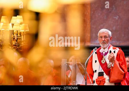 Il primo procuratore generale Andre Henkes ha pronunciato un discorso all'apertura del nuovo anno giudiziario della Corte di cassazione (alta Corte - Hof Van Cassatie - Cour de Cassation), a Bruxelles, giovedì 01 settembre 2022. FOTO DI BELGA LAURIE DIEFFEMBACQ Foto Stock