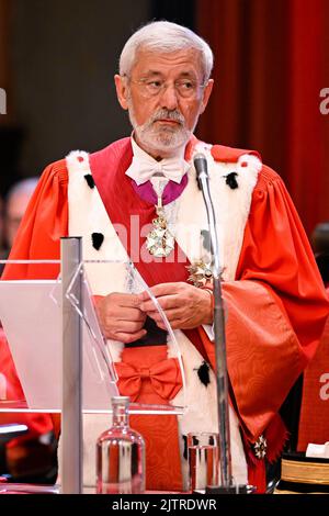 Il primo procuratore generale Andre Henkes ha pronunciato un discorso all'apertura del nuovo anno giudiziario della Corte di cassazione (alta Corte - Hof Van Cassatie - Cour de Cassation), a Bruxelles, giovedì 01 settembre 2022. FOTO DI BELGA LAURIE DIEFFEMBACQ Foto Stock