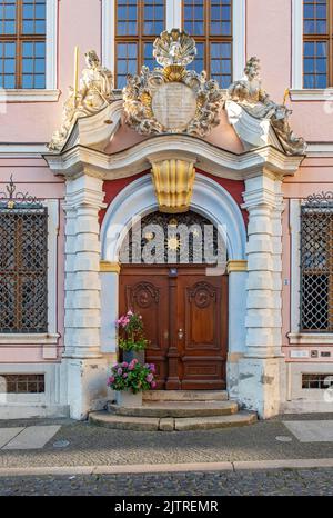 Portale dell'Hotel Börse, Untermarkt, Görlitz, Germania Foto Stock