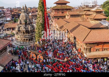 Rato Machindranath Jatra Chariot Festival a Lalitpur, Nepal Foto Stock