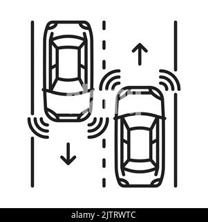 Auto senza conducente, veicoli mobili intelligenti autoguanti, tecnologia intelligente Vector automatic. Auto senza conducente con sensori di controllo sul traffico intelligente e tecnologia dei lidar di guida in auto Illustrazione Vettoriale