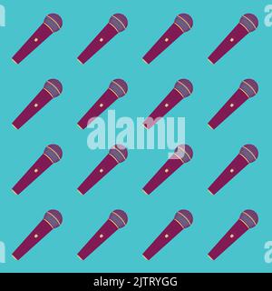 Microfono senza fili senza fili, disegno vettoriale a ripetizione senza cuciture Illustrazione Vettoriale