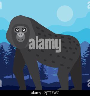 gorilla scimmia nella foresta Illustrazione Vettoriale