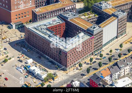 Veduta aerea, am Dortmunder U, cantiere con HotelNew edificio Moxy e Residence Inn a Emil-Schumacher-Straße angolo Rheinische Straße, Dors Foto Stock