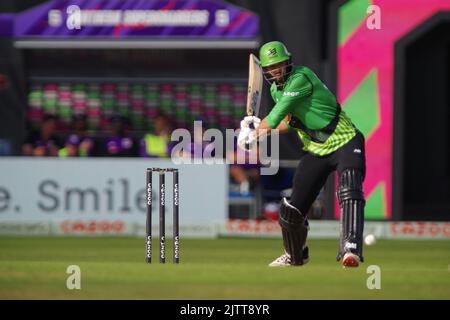 Leeds, Inghilterra, 31 agosto 2022. James vince battendo per Southern Brave Men contro Northern Superchargers Men in the Hundred a Headingley. Credito: Colin Edwards Foto Stock