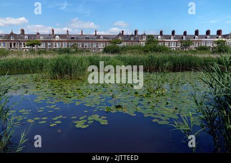 Cardiff Bay Weland Nature Reserve 2022. Windsor Esplanade in lontananza Foto Stock