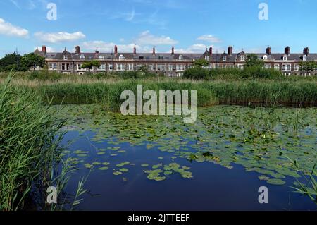 Cardiff Bay Weland Nature Reserve 2022. Windsor Esplanade in lontananza Foto Stock