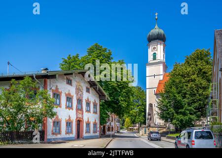 Chiesa di Oberammergau, Baviera, Germania Foto Stock