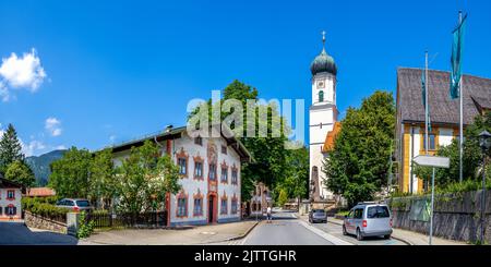 Chiesa di Oberammergau, Baviera, Germania Foto Stock