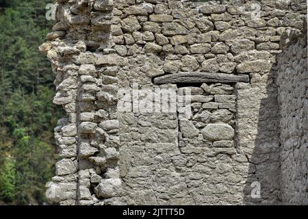 Movada, Dorf, Ruine, Siedlung, Haus, Stein, Steinhaus, verlassen, ausgesiedelt, Atlantis, Borgo di Movada, Italien, Stausee, versunken, aufgetaucht, L Foto Stock